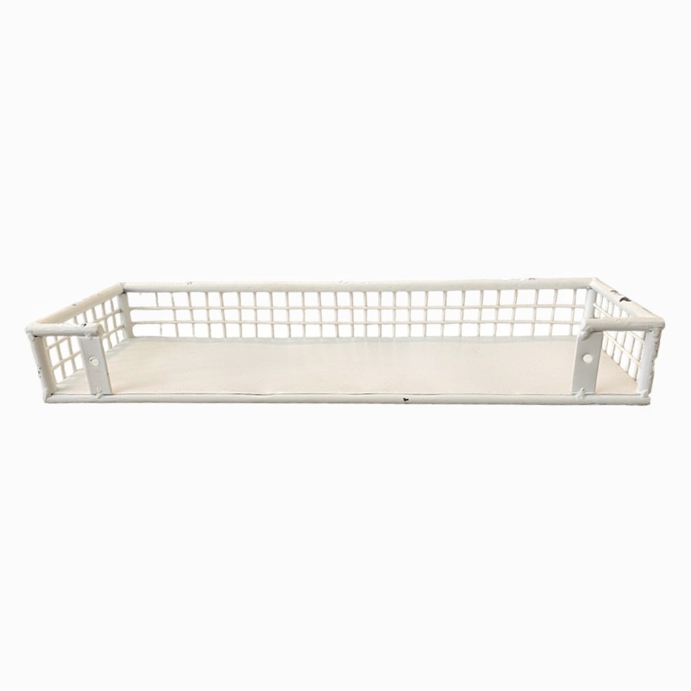 Distressed White Metal Wall Shelf